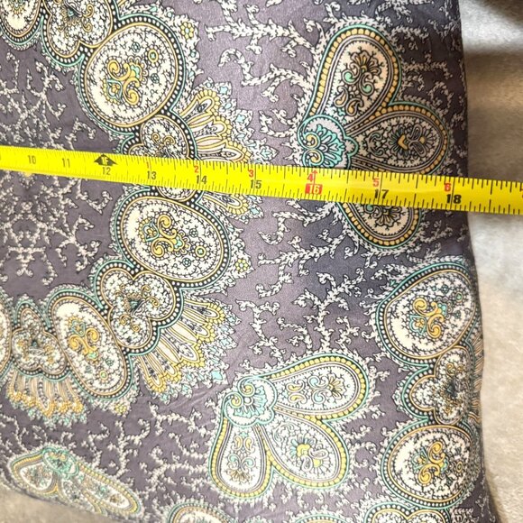 Pottery Barn 20x20 Paisley Decorative Pillow Cover Silk Cotton Blend Gray Gold - Picture 4 of 11